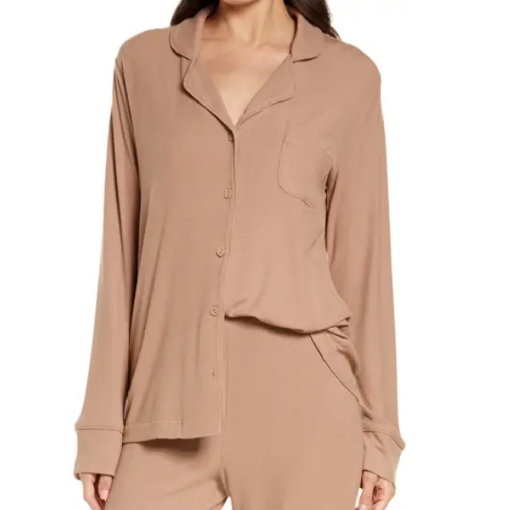 SKIMS long Sleeve Button Up Pajama Shirt Lounge Top Sz. S